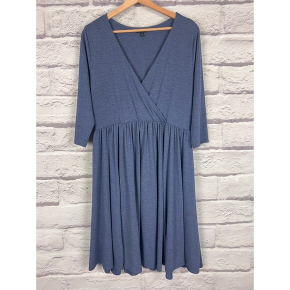TORRID Women's 1X‎ (1) Blue Heather Half Sleeve Jersey Surplice Faux Wrap Dress - Picture 2 of 10